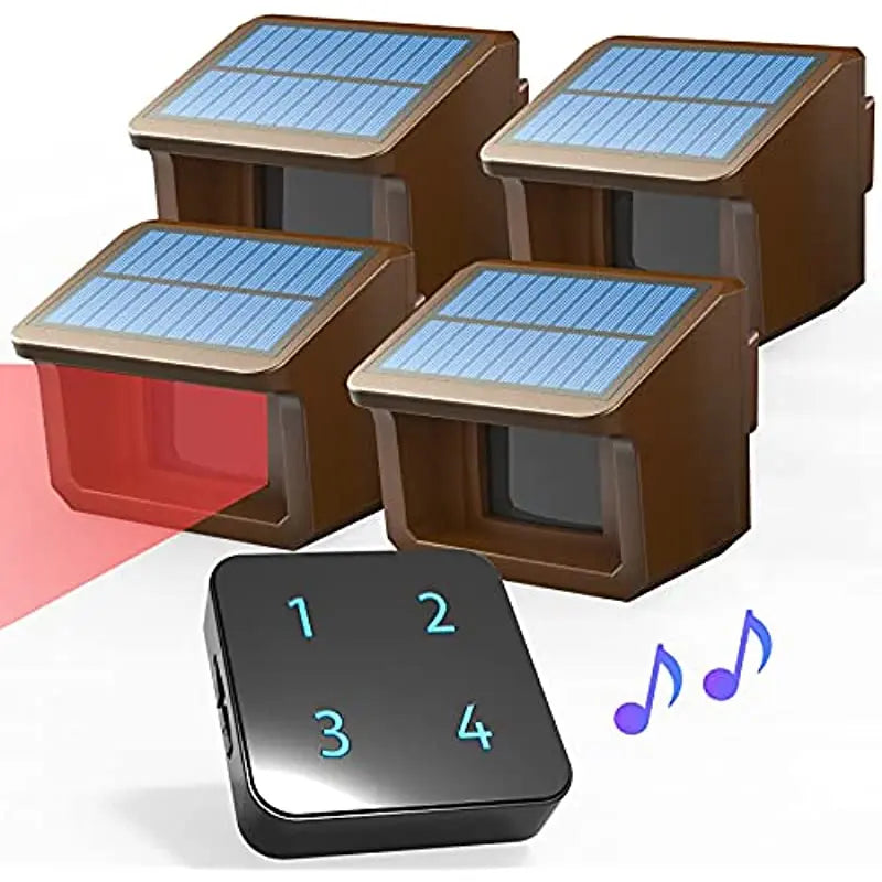 HTZSAFE 800 Meters Solar Wireless Driveway Alarm Outdoor Weather-Resistant Motion Sensor&Detector DIY Security Alert System