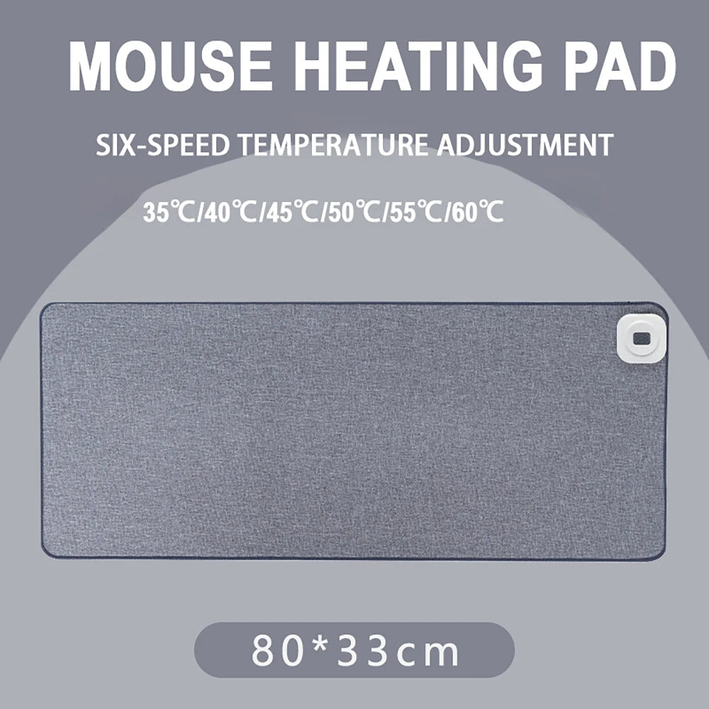 Heating Mouse Pad 80x33cm 35℃/40℃/45℃/50℃/55℃/60℃ Adjustable Winter Mouse Mat 3S Rapid Heating 4H Timing Power-off 220V EU Plug