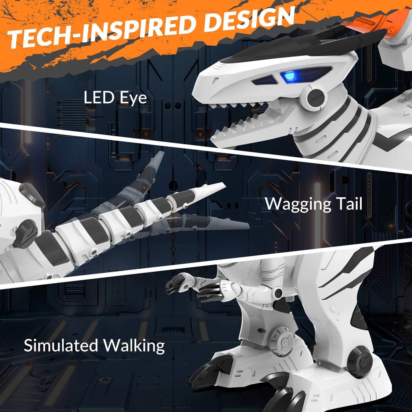 STEMTRON Programmable Remote Control Robot Dinosaur Toy for Kids Interactive Robotic Dinosaur RC Robot with Touch Sensing