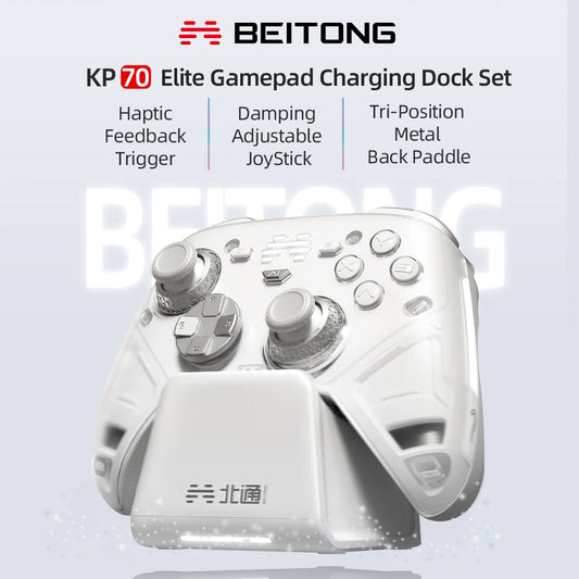 BEITONG KP70 Haptic Feedback Elite Gamepad for PC/Switch/Android/iOS/Steam, Dual Auto-Sense Trigger Wireless Game Controller