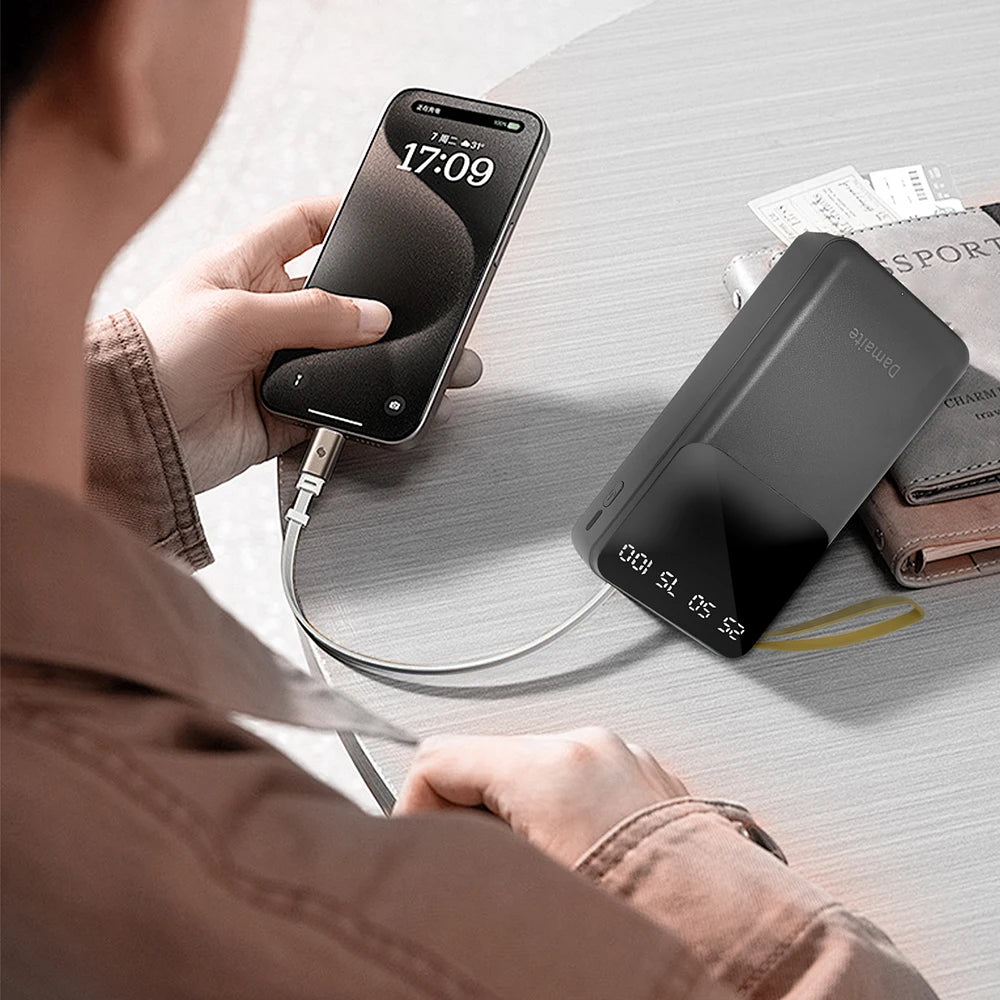 20000mAh Power Bank Portable Charger Backup LED Digital Display External Battery 4in1 Cable Mobile Power