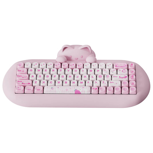YUNZII C68 Wireless Gaming Keyboard, Hi-Fi Cute Cat Custom RGB Mechanical Keyboard, Silicone 65% Hot Swap Ergonomic Kitty Keeb
