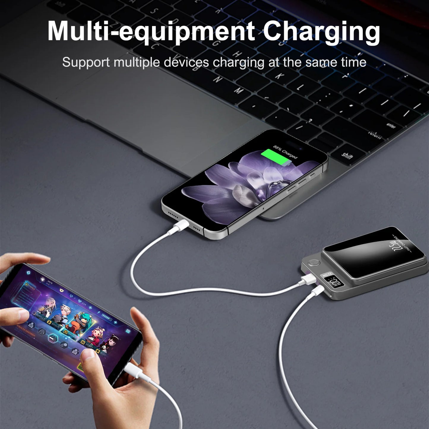 10000mAh Magnetic Charger Power Bank Wireless 22.5W USB-C Foldable Stand LED Display For IPhone 16/15/14/13/12 All Series